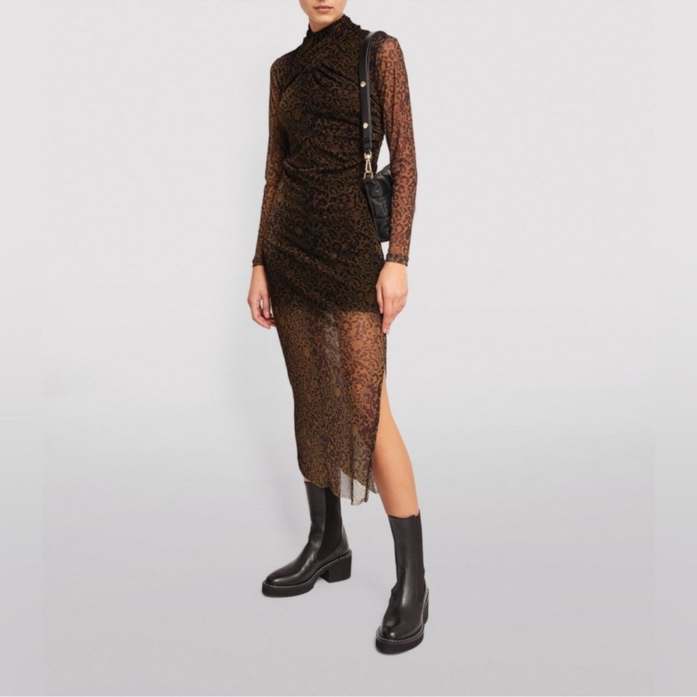 ALL SAINTS LEOPARD MESH Dress with Slit